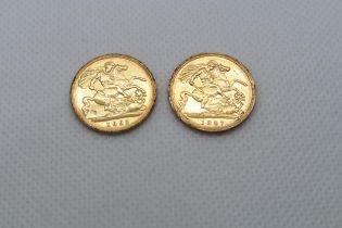 Two gold half sovereigns - 1895 and 1897