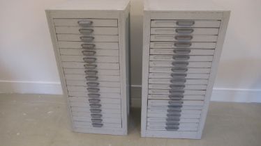 Two painted printers/collectors cabinets each with 18 drawers - Height 107cm x Width 51cm