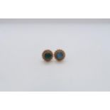 A pair of 9ct yellow gold (hallmarked) doublet opal ear studs - Diameter 1cm - weight approx 1.7