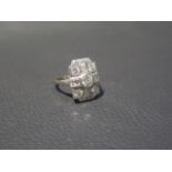 An 18ct white gold Art Deco style ring - approx 2ct of diamonds - ring size O - head 18mm x 13mm -