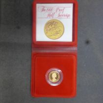 A 1980 Royal Mint proof gold half sovereign