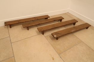 Four antique kneeling/praying benches - Width 100cm x Height 12cm