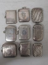 Nine silver vesta cases - Late 19th, early 20th century - approx total weight 8.2 troy oz