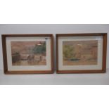 T. Hodson - A pair of watercolours of village scenes - signed and dated 1895 - 24cm x 17cm -