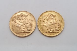 Two gold sovereigns - 1914 & 1915