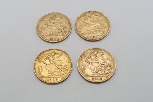 Four gold half sovereigns - 1894, 1902, 1907 & 1913
