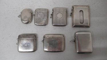 Seven silver vesta cases, various, late 19th, early 20th century - approx total weight 8.3 troy oz
