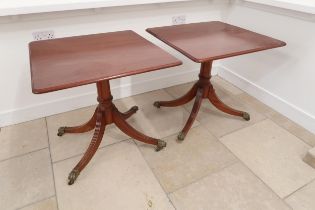 A pair of mahogany lamp/hall tables with a 74cm x 74cm top