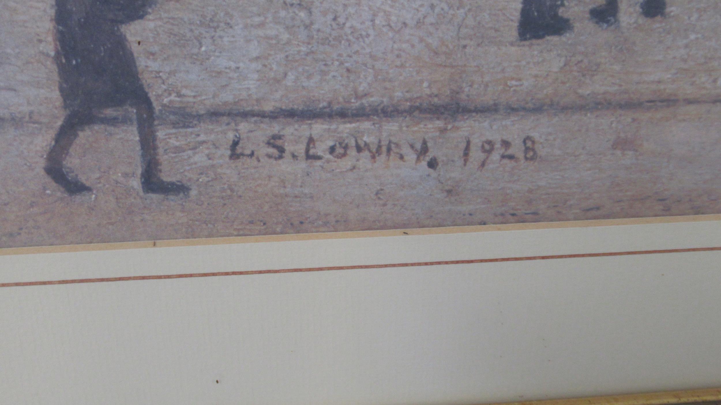A signed Lowry print signed LS Lowry 1928, 85cm wide x 70cm high - Image 2 of 3