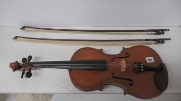 A good quality early 20th century violin with a label for Hawkes & Son 'Maggini' Denmark St,