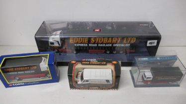 Four Corgi Eddie Stobart vehicles, boxed to include 58401, TY88407, 75201