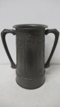 A Liberty's Arts and Craft Tudric two handles tankard 'For old times sake', 20cm high