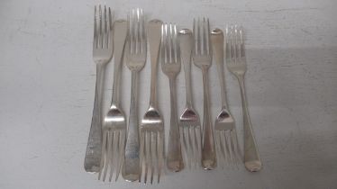 Nine silver forks - 13.1 troy oz