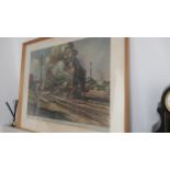 A Terence Cuneo signed print of Evening Star stamped James Haworth & Brother Ltd 94cm x 76cm