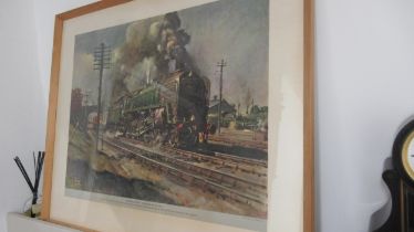 A Terence Cuneo signed print of Evening Star stamped James Haworth & Brother Ltd 94cm x 76cm