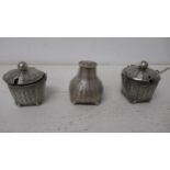 An Indian silver three piece tea set, approx 22.6 troy oz