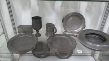 Seven antique Pewter items