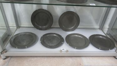 Six antique Pewter plates