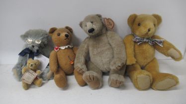 Five assorted teddy bears, see list in image