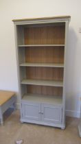 A modern shaker style bookcase with three adjustable shelves, 190cm high x 84cm wide