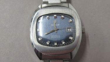 TISSOT. Seastar. 35mm. Automatic. 1970's. S/steel with blue dial, sweep second hand and date at 3.