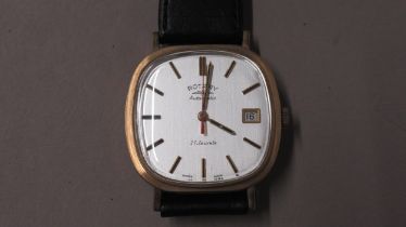 A gents 9ct cased Rotary automatic wristwatch - square case approx 35mm with date aperture at 3 o'