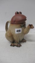 A comical Studio Pottery frog tea pot - approx 17cm high x 17cm - no chips, cracks or restoration