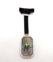 A Victorian / Edwardian 15ct hallmarked gold enamel and mother of pearl mourning pendant, pendant