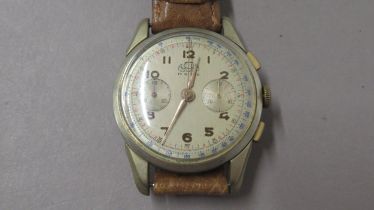 ACTUA. Geneve 1950 chronograph. 35mm. Excellent order. Good timekeeping. Gold case hands and markers