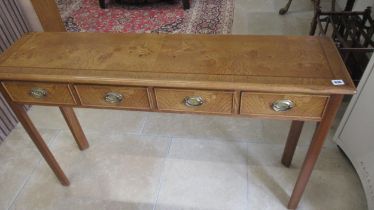 A burr oak four drawer hall table - made by a local craftsman to a high standard - Height 76cm x