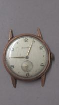 A gents 14ct (hallmarked) rose gold cased Helvetia wrist watch - round case 33mm - with seconds