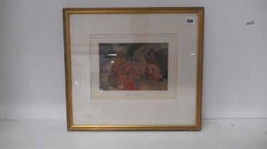 Gordon William Nicoll (British 1888-1959) watercolour of a Satyr & Nymph signed lower right - 22 x