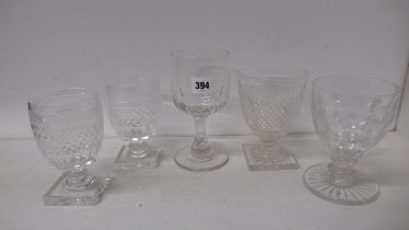 Five cut glass drinking glasses