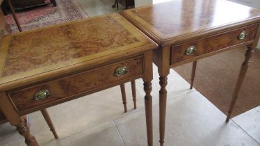 A pair of Pippy yew lamp tables - made by a local craftsman to a high standard - Height 77cm x Width