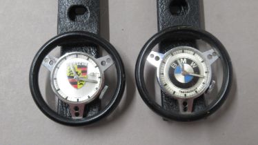 Old England Porsche and BMW manual wind wristwatches - both needing attention