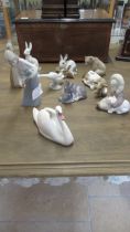 Seven Lladro, one Casa and two Royal Copenhagen figures - all in good condition