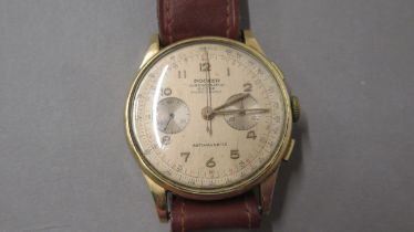 An 18ct yellow gold cased gents Docker Swiss chronograph manual wind - for repair - round case