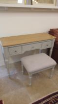 A modern shaker style dressing table and stool, 120cm wide x 80cm tall