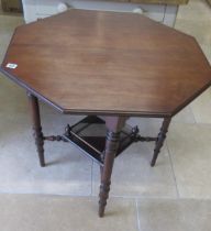 A Victorian hexagonal topped two tier table - restored condition