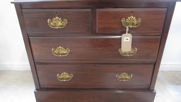 A circa 1900's walnut chest of two over two drawers on a plinth base - Width 93cm x Height 79cm -