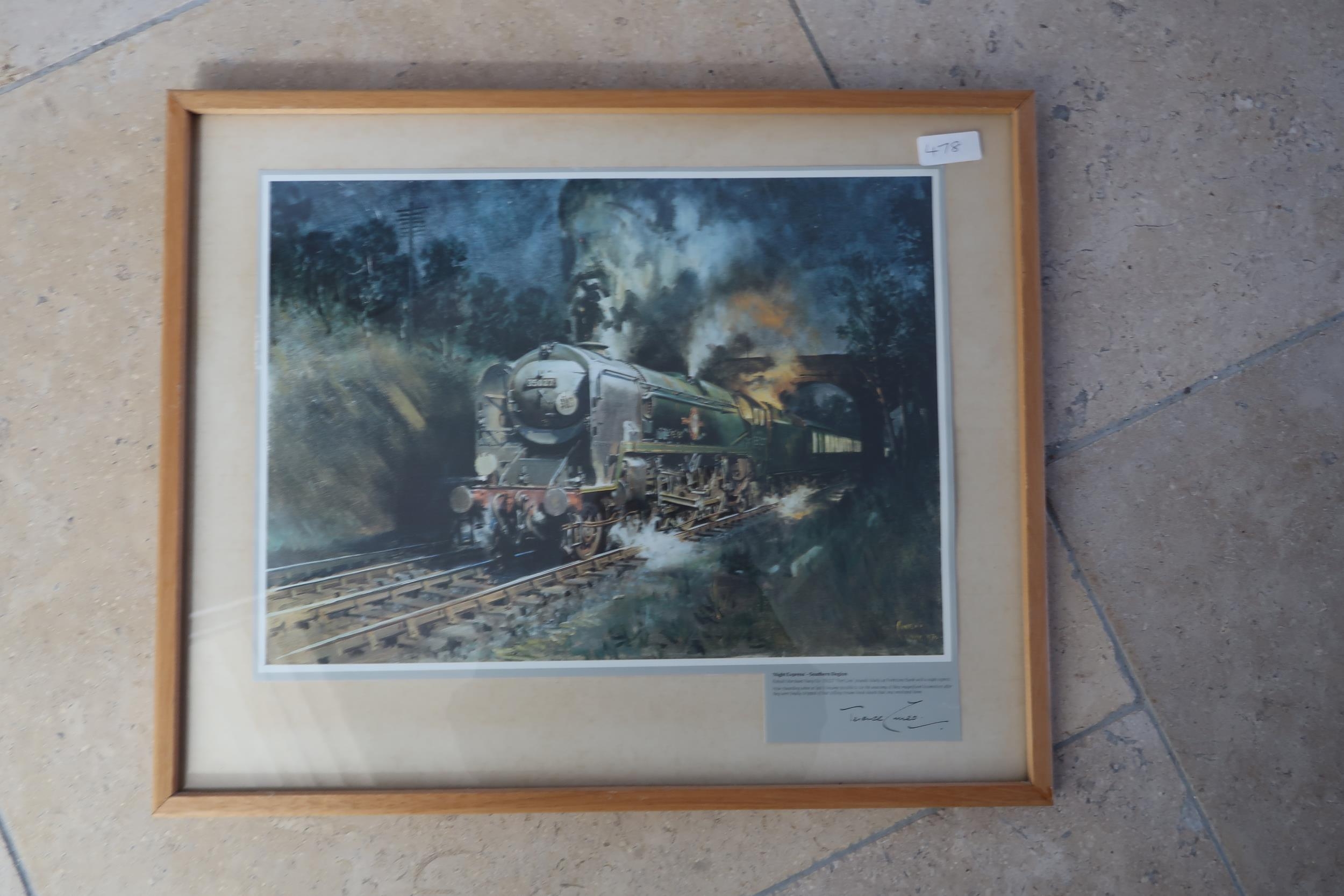 Two Terence Cuneo prints - 'Night Express' and 'Memories of Willesden Junction' 39cm x 28cm together - Image 3 of 6