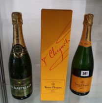 Three bottles of Champagne including two Vueve Clicquot