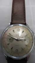 A gents Avia Olympic Chrono auto with brown leather strap - working in the saleroom - case size 38mm