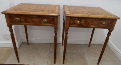 A pair of yew lamp tables - made by a local craftsman to a high standard - Height 77cm x Width