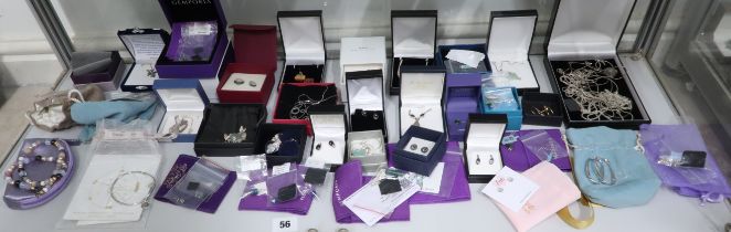 A quantity of modern silver jewellery; chains, pendants, earrings, near new