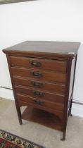 An early 20th century walnut set of 5 filing drawers, 50cm wide x 84cm tall