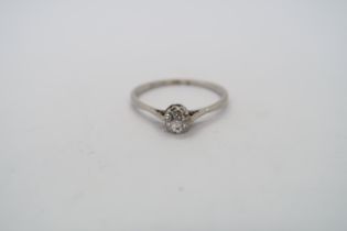 A platinum hallmarked and diamond single stone solitaire ring, old cut diamond, approx 0.3ct, size