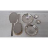 A set of silver German .800 silver dishes 13cm diameter approx 17 troy oz, 2 silver napkin rings