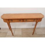 A Birch veneer D end table with two drawers - Width 120cm x Depth 33cm x Height 76cm - made by a