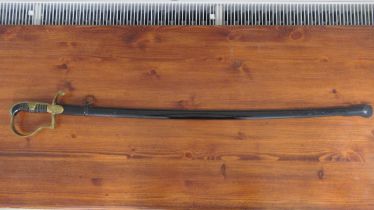 An early 20th century German officers dress sword, curved blade, 76cm, stamped WKC